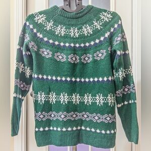 Women’s Small Sonoma Green Fair Isle Knit Sweater